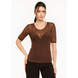 Liberté LIBERTÉ dam T-shirt MESH DOT T-shirt Dark Brown