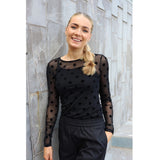 Liberté LIBERTÉ dam blus MESH Blouse BLACK BIG FLOCK DOT