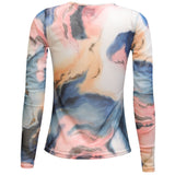 Liberté LIBERTÉ dam blus MESH Blouse BLUE PEACH GOLD MARBLE