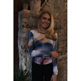 Liberté LIBERTÉ dam blus MESH Blouse BLUE PEACH GOLD MARBLE