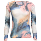 Liberté LIBERTÉ dam blus MESH Blouse BLUE PEACH GOLD MARBLE