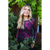 Liberté LIBERTÉ dam blus MESH Blouse Black bordeaux flower