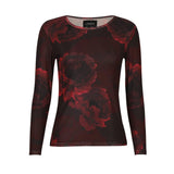 Liberté LIBERTÉ dam blus MESH Blouse Black bordeaux flower