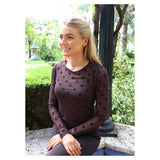 Liberté LIBERTÉ dam blus MESH Blouse DARK BROWN BIG FLOCK DOT