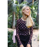 Liberté LIBERTÉ dam blus MESH Blouse PLUM ROSE BIG DOT