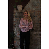 Liberté LIBERTÉ dam blus MESH Blouse ROSE BLACK FLOCK HEART