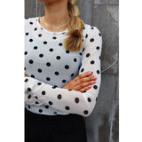 Liberté LIBERTÉ dam blus MESH Blouse WHITE BLACK BIG DOT