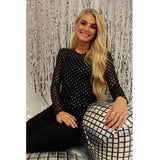 Liberté LIBERTÉ dam blus MESH Blouse BLACK SILVER HEART