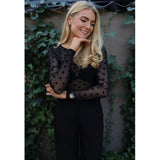 Liberté LIBERTÈ dam nät LS Blouse BLACK HEART