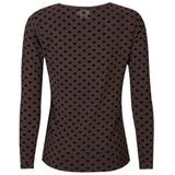 Liberté LIBERTÈ dam nät LS Blouse DARK BROWN MEDIUM HEART