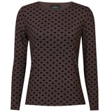 Liberté LIBERTÈ dam nät LS Blouse DARK BROWN MEDIUM HEART