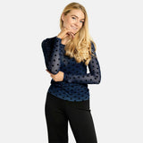Liberté LIBERTÈ dam nät LS Blouse NAVY HEART
