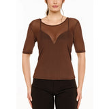 Liberté LIBERTÉ dam t-shirt MESH T-shirt Dark Brown