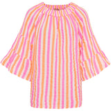 MARTA DU CHATEAU Marta du Chateau dam blus MdcPutte 7316 Shirt Orange/Fuxia Stripe