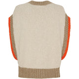 MARTA DU CHATEAU Marta du Chateau dam stickad väst MdcMie 3371 Vest Beige/Camel/Orange