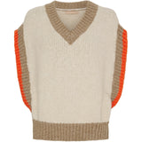 MARTA DU CHATEAU Marta du Chateau dam stickad väst MdcMie 3371 Vest Beige/Camel/Orange