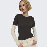 ONLY ONLY dam Topp ONLELLI Blouse Chocolate Torte (Double layer) oatmeal