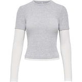 ONLY ONLY dam Topp ONLELLI Blouse Light Grey Melange (Double layer) cd