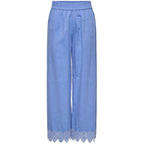 ONLY ONLY dam byxor ONLPAULA Pant Blue Bonnet BRIGHT WHITE EMB.