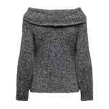 ONLY ONLY dame off shoulder stickad tröja ONLMARIE Knit Medium grey melange
