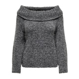 ONLY ONLY dame off shoulder stickad tröja ONLMARIE Knit Medium grey melange