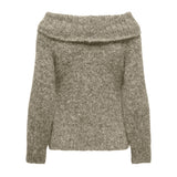 ONLY ONLY dame off shoulder stickad tröja ONLMARIE Knit Weathered Teak Melange