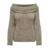 ONLY ONLY dame off shoulder stickad tröja ONLMARIE Knit Weathered Teak Melange