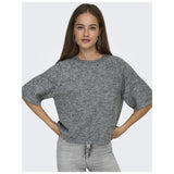 ONLY Only damstickad tröja ONLAZU Knit Dark grey melange