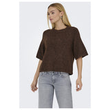 ONLY Only damstickad tröja ONLAZU Knit Seal Brown