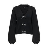 ONLY Only damstickad tröja ONLDONNA Knit Black