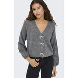 ONLY Only damstickad tröja ONLDONNA Knit Medium grey melange