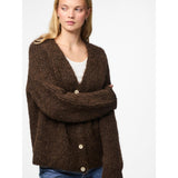 PIECES PIECES Dam Stickad Kofta PCCleo Hot Fudge Melange