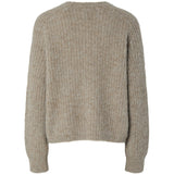 PIECES PIECES Dam Stickad Tröja PCCleo Knit Greige Melange