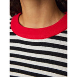 PIECES PIECES Dam stickad PCJASSY Knit Black CLOUD DANCER + HIGH RISK RED NECK