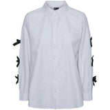 PIECES PIECES X DITTE ESTRUP X CILLE FJORD PCBELL SHIRT Restudsalg Bright White BLACK BOWS