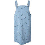 PIECES PIECES dam klänning PCFLORA Dress Light Blue Denim PINK FLOWER EMBROIDERY