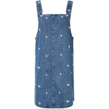 PIECES PIECES dam klänning PCFLORA Dress Medium Blue Denim WHITE FLOWER EMBROIDE