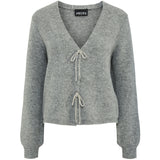 PIECES PIECES dam cardigan PCANNA Cardigan Medium Grey Melange Silver Glitter Bow