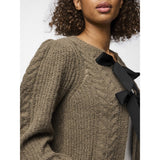 PIECES PIECES dam stickad PCROW Restudsalg Morel Black woven bows