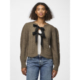 PIECES PIECES dam stickad PCROW Restudsalg Morel Black woven bows