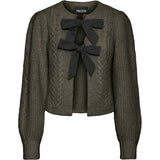 PIECES PIECES dam stickad PCROW Restudsalg Morel Black woven bows