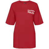 PIECES Pieces dam t-shirt PCSKYLAR Restudsalg High Risk Red detail:White text