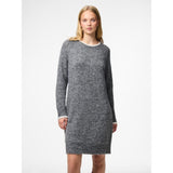 PIECES Pieces damstickad klänning PCIVY Dress Medium Grey Melange Detail:WHITE CONTRAST