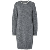 PIECES Pieces damstickad klänning PCIVY Dress Medium Grey Melange Detail:WHITE CONTRAST