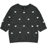 Vero Moda VERO MODA DAM STICKAD TRÖJA VMDOFFE Knit Dark Grey Melange White Hearts