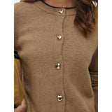 Vero Moda VERO MODA dam cardigan VMFIONA Restudsalg Silver Mink MELANGE W. GOLD HEART BUTTON