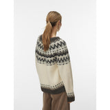 Vero Moda VERO MODA dam pullover VMJULIANA Pullover Birch Pattern CHOCLATE TORTE/SILVER MINK/BLACK