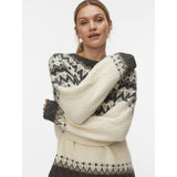 Vero Moda VERO MODA dam pullover VMJULIANA Pullover Birch Pattern CHOCLATE TORTE/SILVER MINK/BLACK