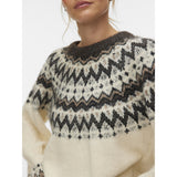 Vero Moda VERO MODA dam pullover VMJULIANA Pullover Birch Pattern CHOCLATE TORTE/SILVER MINK/BLACK