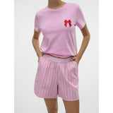 Vero Moda VERO MODA dam shorts VMCHARLOTTE Shorts Bonbon Stripes Fiery red/cloud dancer